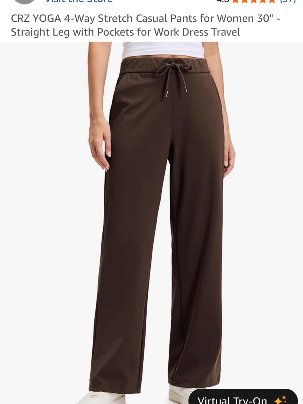 CRZ YOGA Women’s Straight Leg Drawstring Pants in Brown